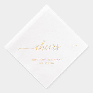 Gold   Elegant Stylish Lettering Cheers Event Foil Napkins