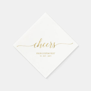 Gold   Elegant Stylish Lettering Cheers Event Napkin