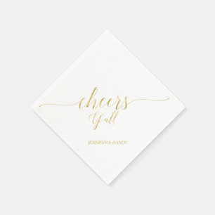 Gold   Elegant Stylish Lettering Cheers Y' all Napkin