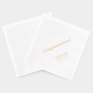 Gold Elegant Stylish Lettering Congratulations Foil Napkins