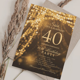 Gold   Elegant Surprise 40th Birthday Party  Invitation