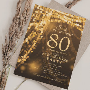 Gold   Elegant Surprise 80th Birthday Party  Invitation