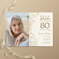 Gold Elegant Surprise Photo 80th Birthday
