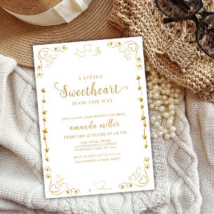 Gold Elegant Sweetheart Valentine Baby Shower Invitation