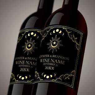Gold Elegant Tarot Card Wedding  Wine Label