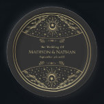 Gold Elegant Tarot Wedding  Paper Plate<br><div class="desc">Elegant and modern wedding design inspired by a tarot card. Design is not real foil. You can customize this further by clicking on the "PERSONALIZE" button. Matching Items in our shop for a complete party theme. For further questions please contact us at ThePaperieGarden@gmail.com</div>