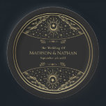 Gold Elegant Tarot Wedding  Paper Plate<br><div class="desc">Elegant and modern wedding design inspired by a tarot card. Design is not real foil. You can customize this further by clicking on the "PERSONALIZE" button. Matching Items in our shop for a complete party theme. For further questions please contact us at ThePaperieGarden@gmail.com</div>