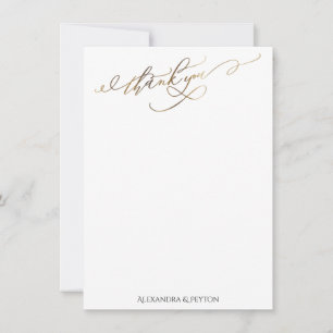Gold Elegant Thank You Calligraphy Over White