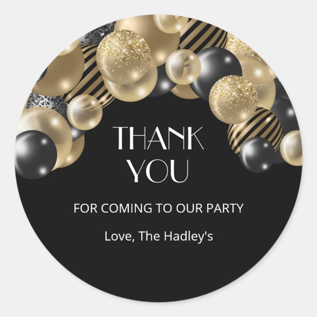 Gold Elegant Thank You Classic Round Sticker (Front)