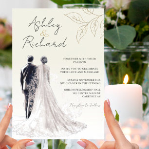 Gold Elegant Traditional Calligraphy Wedding Invitation