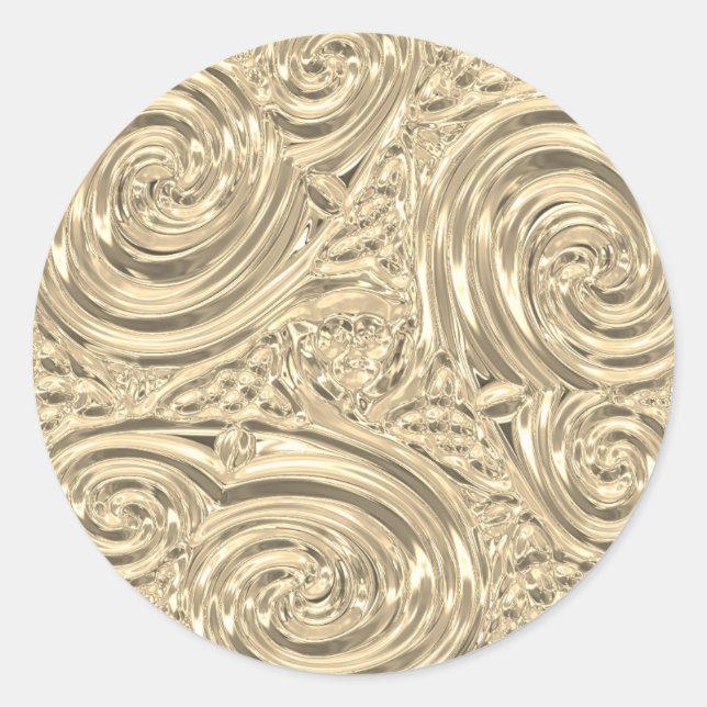 Gold elegant victorian art nouveau classic round sticker (Front)