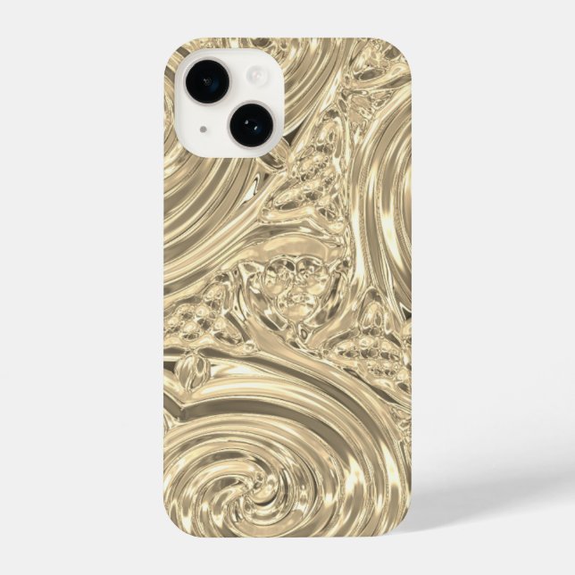 Gold elegant victorian art nouveau embossed look iPhone case (Back)