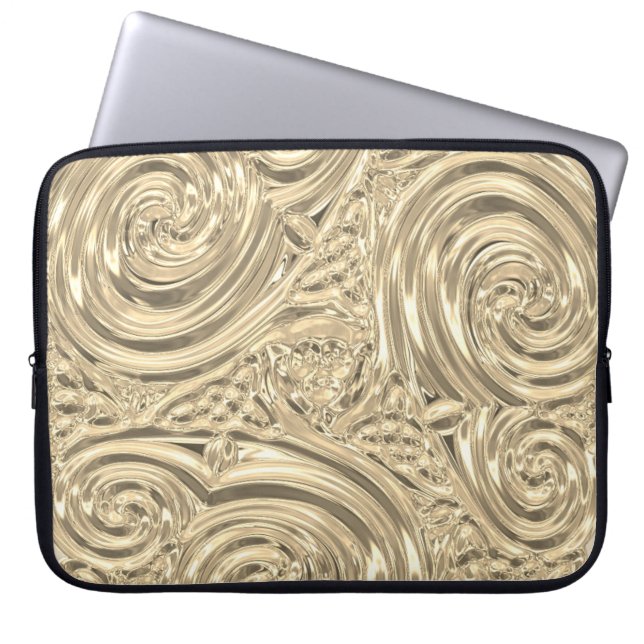 Gold elegant victorian nouveau laptop sleeve (Front)