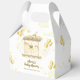 Gold Elegant Vintage Magical Carousel Baby Shower Favor Box