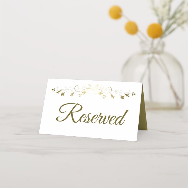 Gold Elegant Wedding Reserved Place Card (Front)