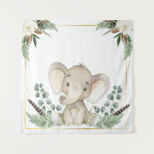 Gold Elephant Baby Shower Backdrop Tapestry