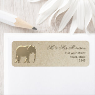 Gold Elephant Craft Paper Wedding Return Address