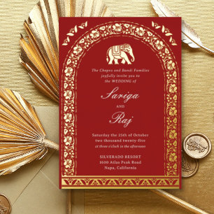 Gold Elephant & Lotus Flower Indian Wedding