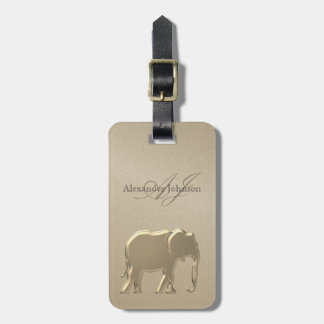 Gold Elephant Monogram Luggage Tag