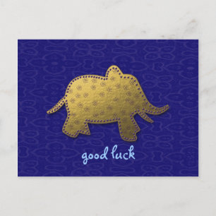 gold elephant postcard