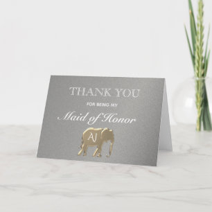 Gold Elephant Thank You for Being My Maid of Honou Card