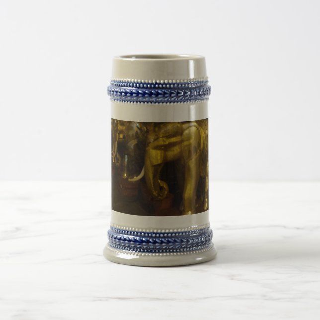 Gold Elephants Grey /Blue 22 oz Stein (Center)