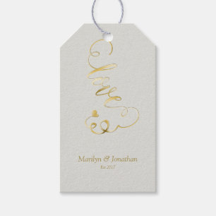 Gold Embossed-effect LOVE Script Wedding Gift Tags