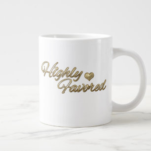 Gold Embossed Highly Favored Large Coffee Mug