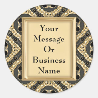 Gold Embossed Lace Classic Round Sticker