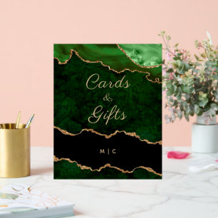 Gold Emerald Green Agate Wedding Cards Gifts Acrylic Sign