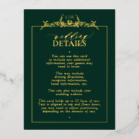 Gold Emerald Green Floral Border Monogram Detail