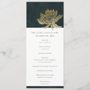 GOLD EMERALD GREEN LOTUS WEDDING CEREMONY PROGRAM