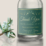 Gold & Emerald Green Simple Wedding Thank You Liquor Bottle Label<br><div class="desc">These liquor bottle labels will make your wedding celebration all the more special. They feature a design that is simple yet elegant with gold text on an emerald green background with a gold faux foil floral border. The text reads: Thank You for Celebrating with Us with spaces to enter the...</div>