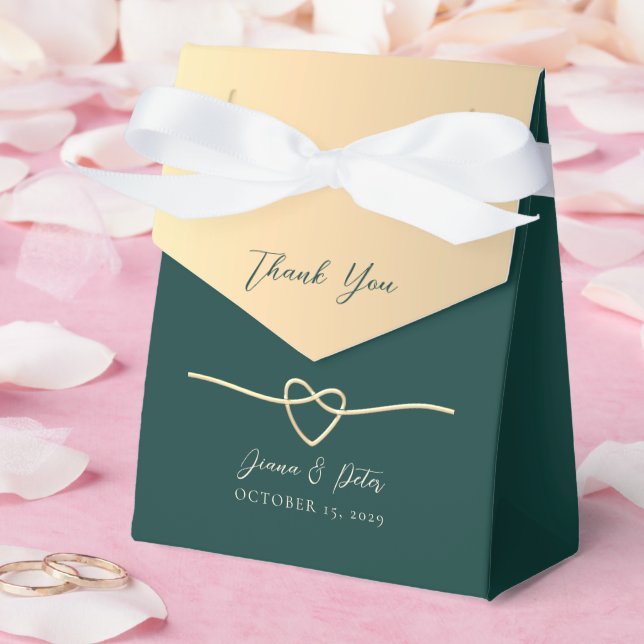 Gold Emerald Green Wedding Favour Box (Wedding)