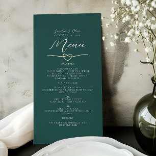 Gold Emerald Green Wedding Menu