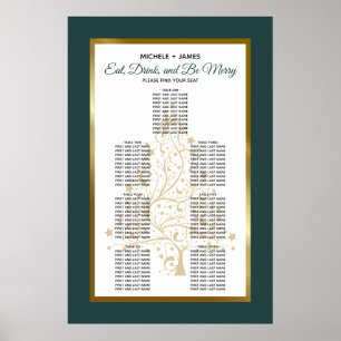 Gold Emerald Green Winter Wedding Seating Chart