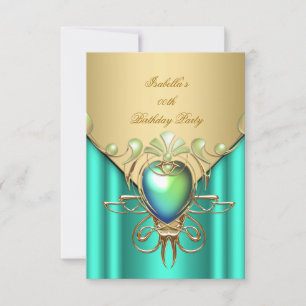Gold Emerald Jade Green Elegant Birthday Party Invitation