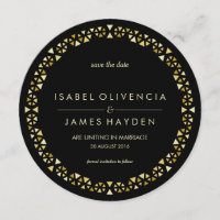 Gold Encrusted Band Save the Date Card