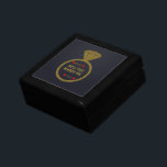 Gold Engagement Ring Red Hearts Will You Marry Me Gift Box<br><div class="desc">Give your fiance this beautiful gift with the surprise of an engagement ring wrapped inside.
An image of a yellow gold engagement ring,  with "Will You Marry Me" in the centre and the names surrounded by little red hearts.  All of this is on a beautiful dark navy background.</div>