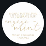 Gold Engagement Thank You Classic Round Sticker<br><div class="desc">Easily personalize these elegant,  minimalist wedding favour thank you stickers with just a few clicks.  Perfect for engagement party thank you favours.</div>