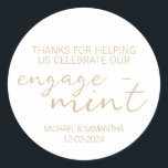Gold Engagement Thank You Classic Round Sticker<br><div class="desc">Easily personalize these elegant,  minimalist wedding favour thank you stickers with just a few clicks.  Perfect for engagement party thank you favours.</div>
