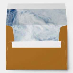 Gold Envelope with Blue Marble Lining 