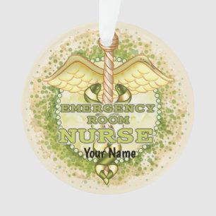 Gold ER Nurse Caduceus Ornament