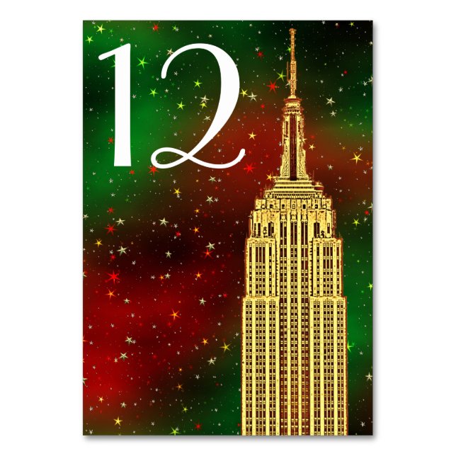 Gold ESB Skyline #2 Xmas Starry Table Number (Front)