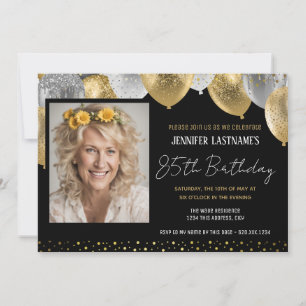 Gold et Black 85e anniversaire Invitation photo
