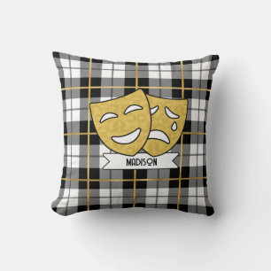 Gold et Black Theatre Drama Icons Coussin