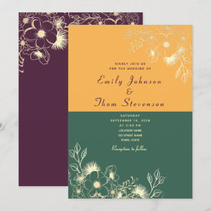 Gold et Emerald Green Faire-part de mariage