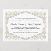 Gold et Faire-part de mariage gris Vintage