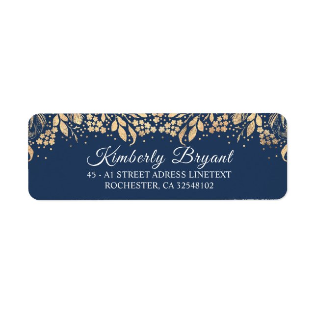 Gold et Navy Blue Elegant Foliing (Devant)