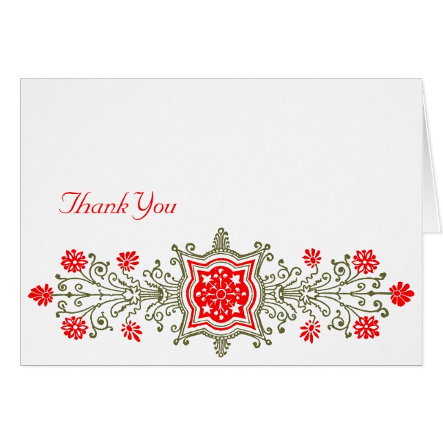 Gold et Red Baroque Custom Carte de remerciements (Devant Horizontal)